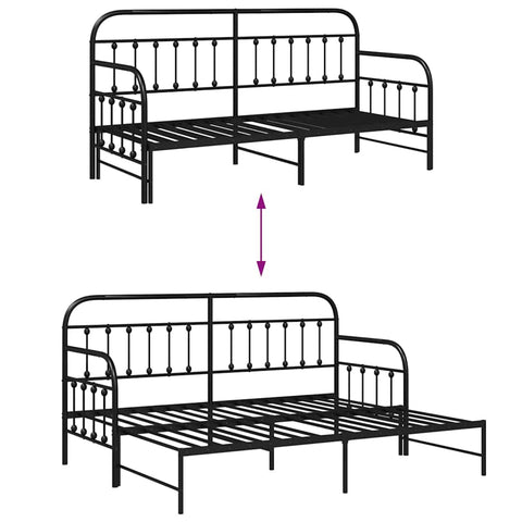 vidaXL Daybed Frame with Headboard Black 75 x 190 cm Steel
