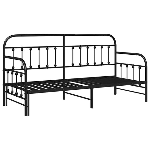 vidaXL Daybed Frame with Headboard Black 80 x 200 cm Steel