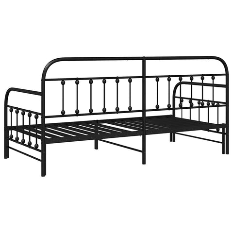 vidaXL Daybed Frame with Headboard Black 90 x 200 cm Steel