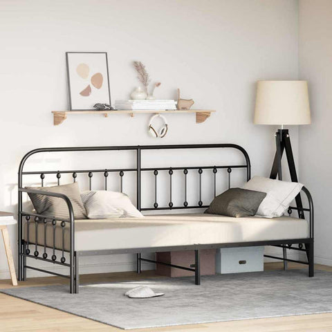 vidaXL Daybed Frame with Headboard Black 100 x 190 cm Steel