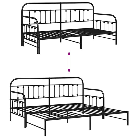 vidaXL Daybed Frame with Headboard Black 100 x 190 cm Steel