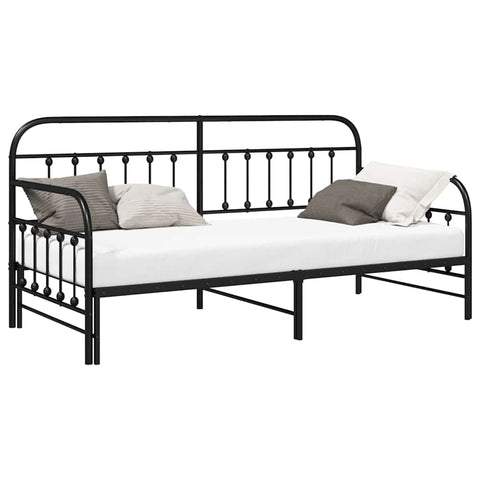 vidaXL Daybed Frame with Headboard Black 100 x 190 cm Steel