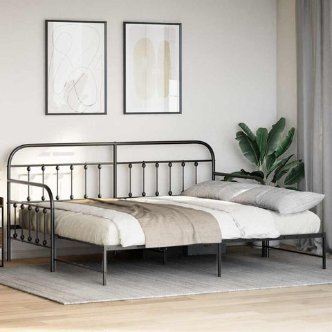 vidaXL Daybed Frame with Headboard Black 100 x 200 cm Steel