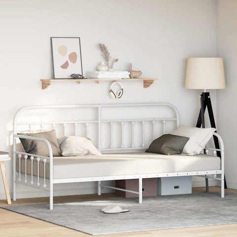 vidaXL Daybed Frame with Headboard White 90 x 190 cm Steel