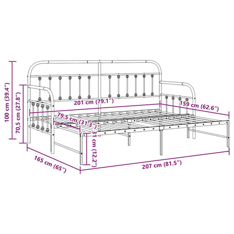 vidaXL Daybed Frame with Headboard White 80 x 200 cm Steel