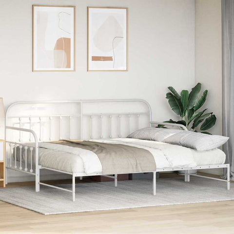 vidaXL Daybed Frame with Headboard White 90 x 200 cm Steel
