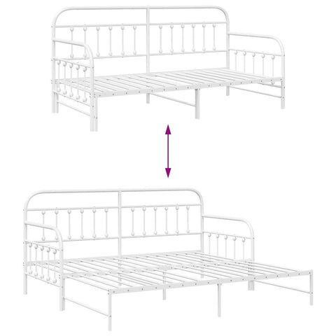 vidaXL Daybed Frame with Headboard White 90 x 200 cm Steel