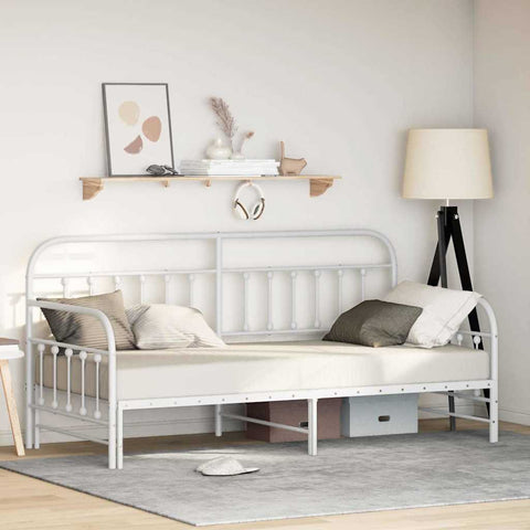 vidaXL Daybed Frame with Headboard White 100 x 200 cm Steel