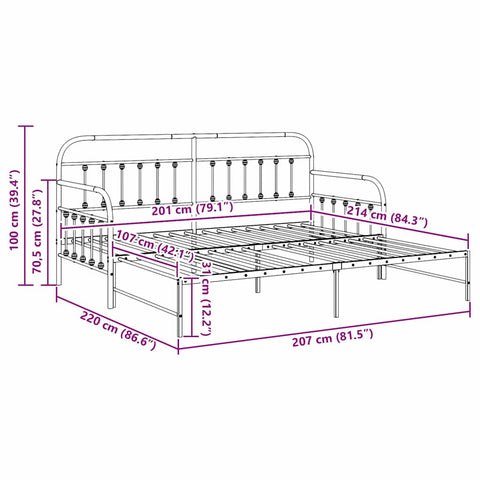 vidaXL Daybed Frame with Headboard White 107 x 203 cm Steel