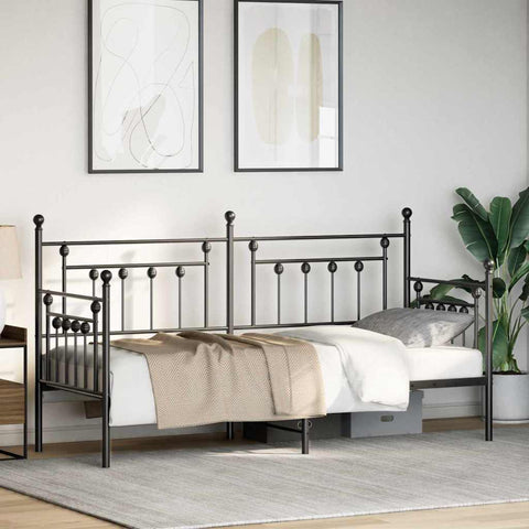 vidaXL Daybed Frame with Headboard Black 75 x 190 cm Steel
