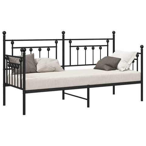vidaXL Daybed Frame with Headboard Black 75 x 190 cm Steel