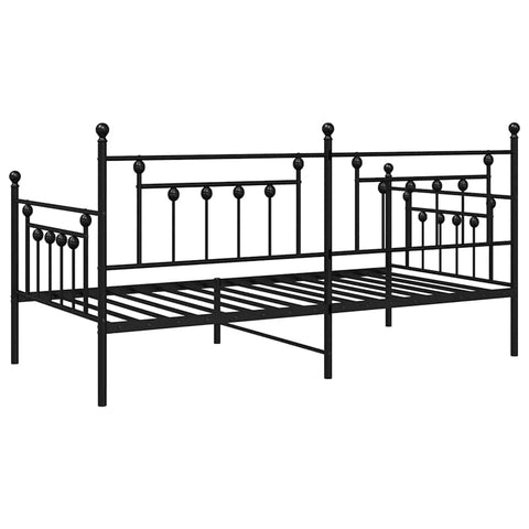 vidaXL Daybed Frame with Headboard Black 90 x 200 cm Steel
