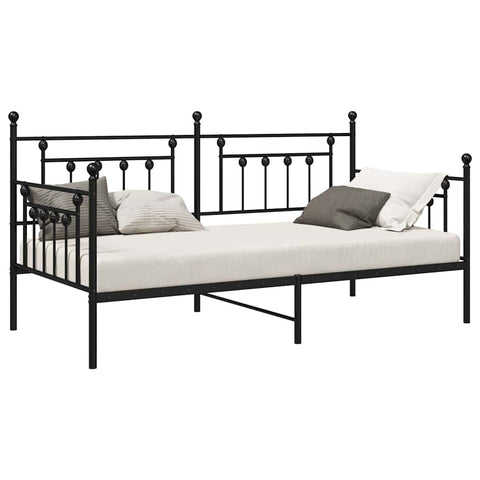 vidaXL Daybed Frame with Headboard Black 90 x 200 cm Steel