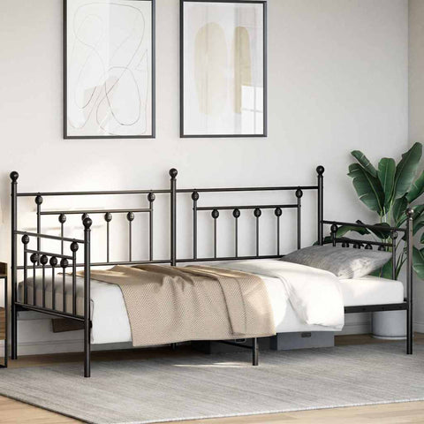 vidaXL Daybed Frame with Headboard Black 100 x 200 cm Steel