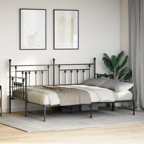 vidaXL Daybed Frame with Headboard Black 75 x 190 cm Steel