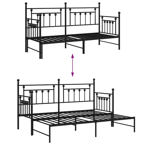 vidaXL Daybed Frame with Headboard Black 80 x 200 cm Steel