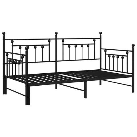 vidaXL Daybed Frame with Headboard Black 90 x 190 cm Steel