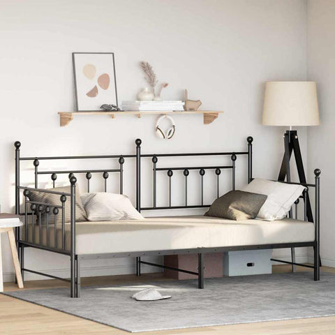vidaXL Daybed Frame with Headboard Black 90 x 200 cm Steel