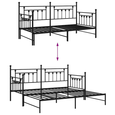 vidaXL Daybed Frame with Headboard Black 90 x 200 cm Steel