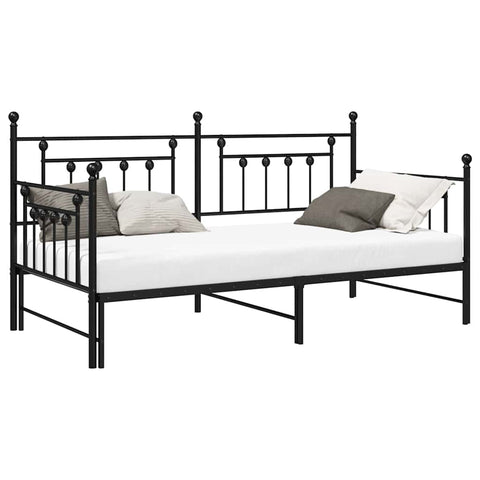 vidaXL Daybed Frame with Headboard Black 100 x 190 cm Steel