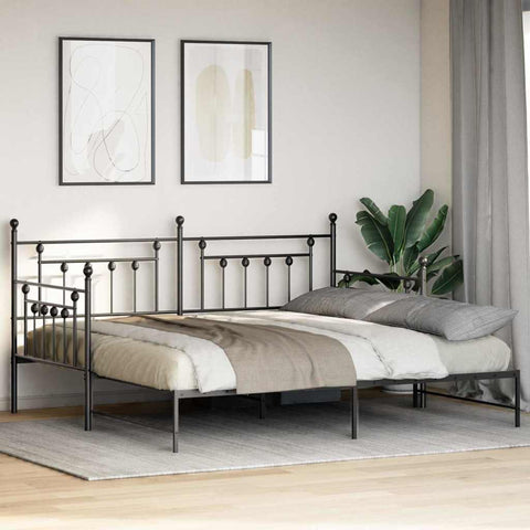 vidaXL Daybed Frame with Headboard Black 100 x 200 cm Steel
