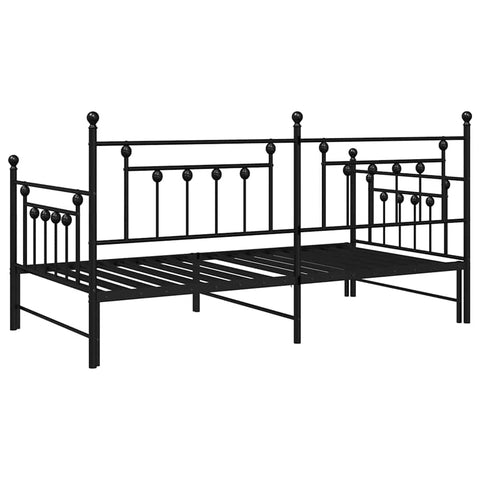 vidaXL Daybed Frame with Headboard Black 100 x 200 cm Steel