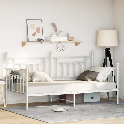 vidaXL Daybed Frame with Headboard White 100 x 200 cm Steel