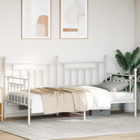 vidaXL Daybed Frame with Headboard White 100 x 200 cm Steel