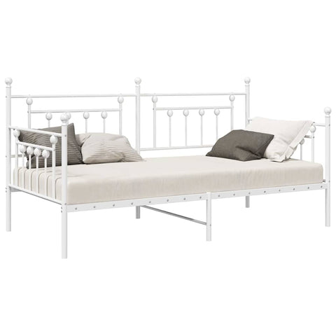 vidaXL Daybed Frame with Headboard White 100 x 200 cm Steel