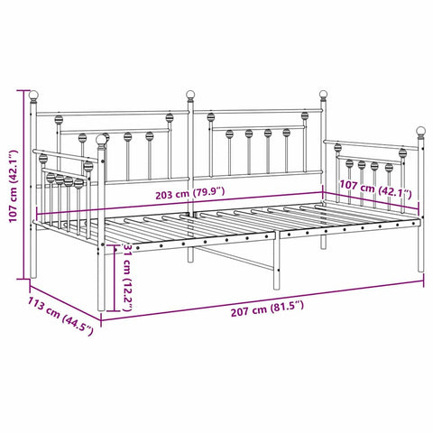 vidaXL Daybed Frame with Headboard White 107 x 203 cm Steel