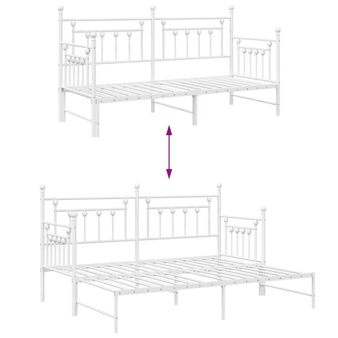 vidaXL Daybed Frame with Headboard White 80 x 200 cm Steel