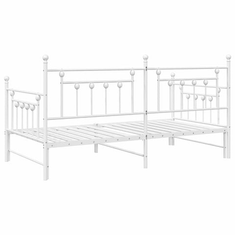 vidaXL Daybed Frame with Headboard White 90 x 200 cm Steel