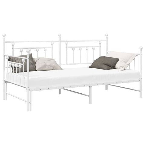 vidaXL Daybed Frame with Headboard White 100 x 190 cm Steel