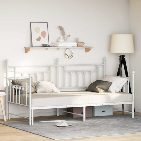 vidaXL Daybed Frame with Headboard White 100 x 200 cm Steel