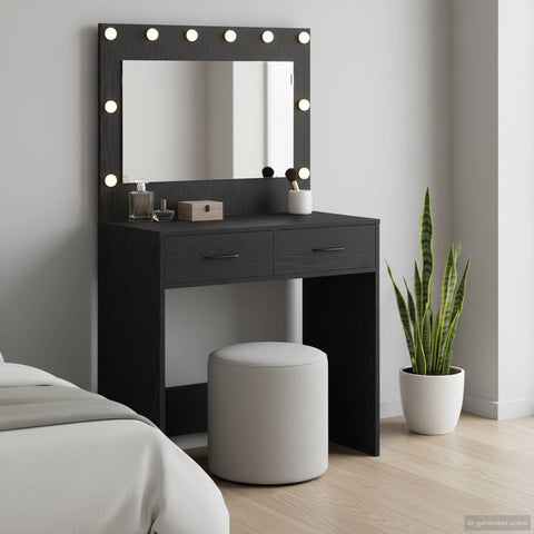 vidaXL Dressing Table Black oak 78.5 x 41 x 135 cm Engineered wood