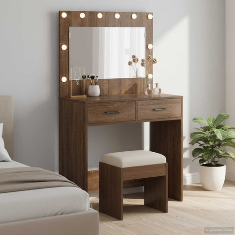 vidaXL Dressing Table Brown oak 78.5 x 41 x 135 cm Engineered wood