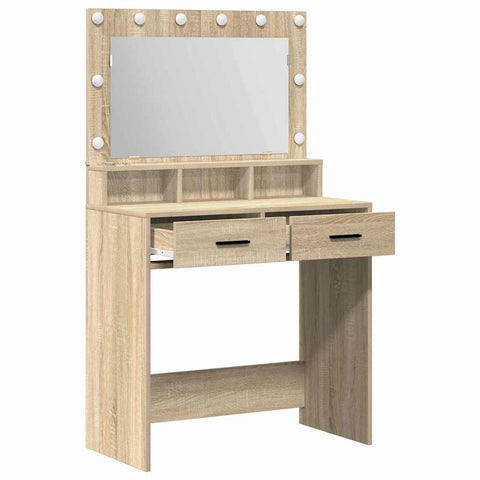 vidaXL Dressing Table with LED Lights in Sonoma Oak - 79 x 41 x 135 cm