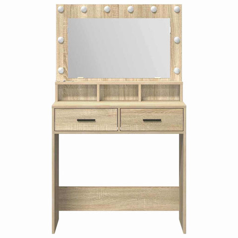 vidaXL Dressing Table with LED Lights in Sonoma Oak - 79 x 41 x 135 cm