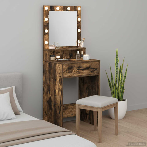 vidaXL Dressing Table Smoked oak 50 x 41 x 135 cm Engineered wood