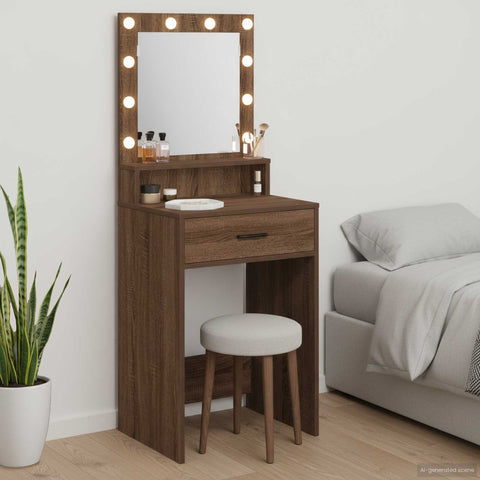 vidaXL Dressing Table Brown oak 50 x 41 x 135 cm Engineered wood