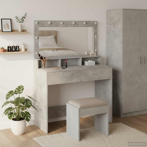 vidaXL Dressing Table Concrete grey 100 x 41 x 135 cm Engineered wood