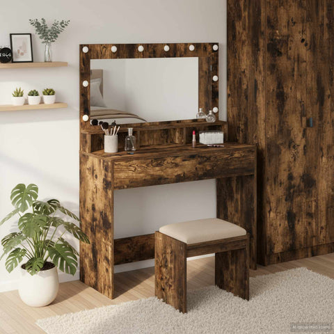 vidaXL Dressing Table Smoked Oak 100 x 41 x 135 cm Engineered wood