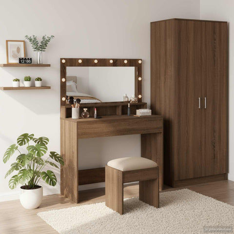 vidaXL Dressing Table Brown Oak 100 x 41 x 135 cm Engineered wood