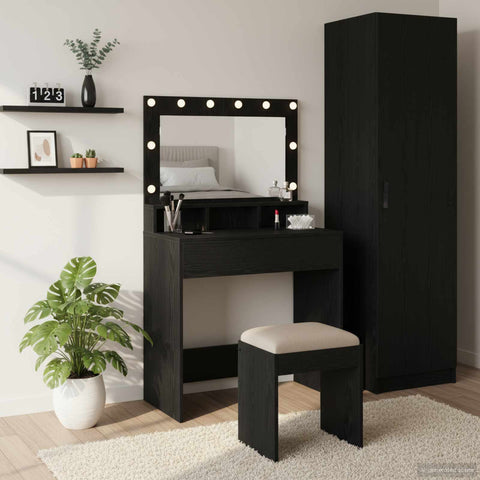 vidaXL Dressing Table Black oak 79 x 41 x 135 cm Engineered wood