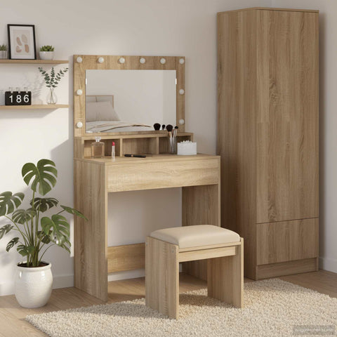 vidaXL Dressing Table Sonoma oak 79 x 41 x 135 cm Engineered wood