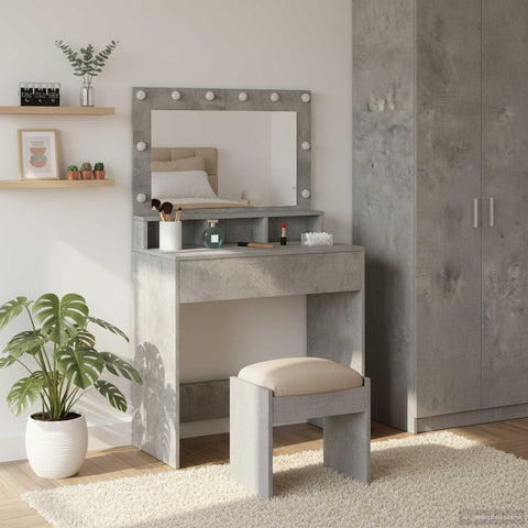 vidaXL Dressing Table Concrete grey 79 x 41 x 135 cm Engineered wood