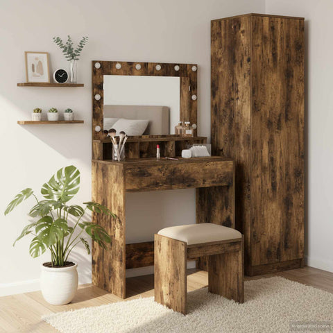 vidaXL Dressing Table Smoked Oak 79 x 41 x 135 cm Engineered wood