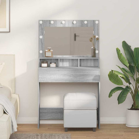 vidaXL Vanity Table Grey sonoma Engineered Wood 75.5 x 41 x 135 cm