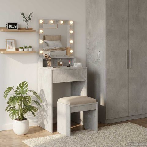 vidaXL Dressing Table Concrete grey 50 x 41 x 135 cm Engineered wood
