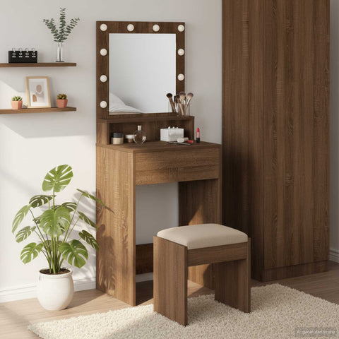 vidaXL Dressing Table Brown Oak 50 x 41 x 135 cm Engineered wood